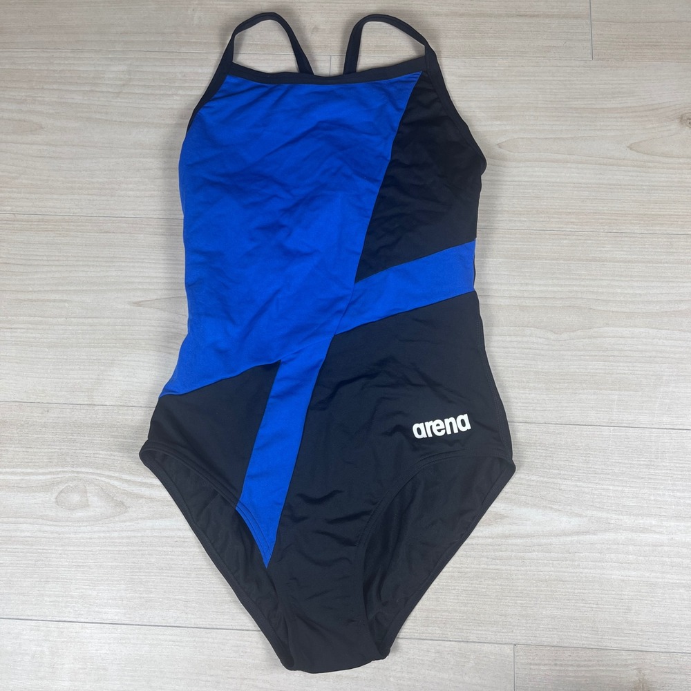 Arena Womens Diamond Lightdrop Back One Piece Swimsuit Blue Black Size 36 NWOT